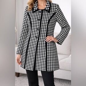 Isabella Black White Houndstooth Tailored Coat Size 14